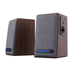 Boîte de haut-parleurs d'étagère en bois marron avec haut-parleur d'étagère de moniteur d'ordinateur alimenté par USB de dent bleue pour PC - Product Image 4