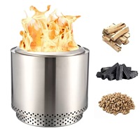 Poêle d'extérieur sans fumée pour bois, foyer portable facile à nettoyer avec cendrier amovible, barbecue, cheminée