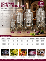 Cuve de fermentation de vin domestique compacte de 300 L en acier inoxydable avec chemise de refroidissement pour vin de raisin rouge