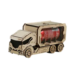 Salvadanaio camion puzzle in legno 3d ecologico puzzle cubico in legno per bambini