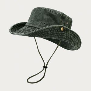Chapeau de safari en coton lavé pour homme, protection solaire extérieure, idéal pour la randonnée, le cowboy, la pêche, chapeau bob – Vente en gros - Product Image 4