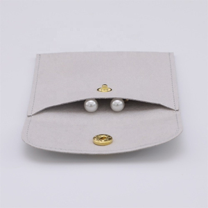 Grey Microfiber Jewelry Bag With Logo , Personalized Velvet Jewelry Packing Bags Necklace,Bracelet,Ring Pouch - Product Image 4