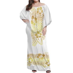 Nueva moda Otoño Casual Maxi señoras vestido rojo manga corta fuera del hombro volante vestido <span class=keywords><strong>Tonga</strong></span> polinesio tatuaje vestidos mujeres - Product Image 3