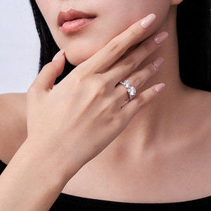 Sang trọng 2 Carat moissanite mở vòng cho phụ nữ S925 Bạc Twin streamers có thể điều chỉnh qua biên giới Hot Bán đồ trang sức sang trọng - Product Image 5