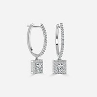 Boucles d'oreilles en or blanc 14 carats avec diamant de laboratoire personnalisé