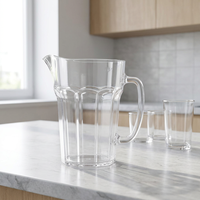 Pichet en plastique PS de 1,3 L avec poignée, design « Dix Cornes », couleurs et logo personnalisables, pour la maison, le bar, les fêtes, carafe à eau réutilisable