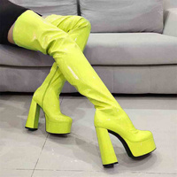 Nouveaux Styles 22 CM talons aiguilles 12 cm plate-forme bottes femmes chaussures Sexy pôle danse PU cuissardes