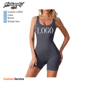 Tuta intera da donna estiva per allenamento OEM/ODM con LOGO personalizzato, scollo quadrato a costine, senza cuciture, per yoga - Product Image 1