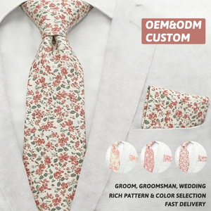 Corbatas de Algodón Delgadas con Estampado Floral Clásico en <span class=keywords><strong>Rosa</strong></span> Pálido, con Bolsillo, para Trajes Casuales, Vestidos y Bodas, de Fábrica - Product Image 1