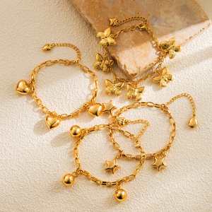 จี้หัวใจสแตนเลสสร้อยข้อมือผู้หญิงสีทองเครื่องประดับแฟชั่นกันน้ำสำหรับคู่รักของขวัญ - Product Image 3