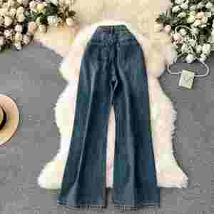 Pantalones Vaqueros Largos de Cintura Alta para Mujer, Transpirables, Impermeables, Ecológicos, Estilo Vintage Otoñal, Venta al Por Mayor - Product Image 3