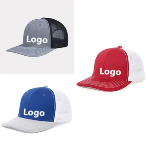 High Quality Trucker Caps Custom Mesh Embroidery Patch Adjustable Flat Brim Trucker Hat