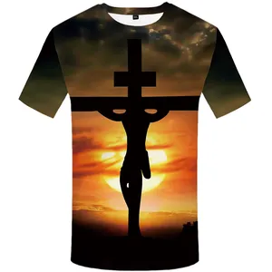 T-shirt homme Style Hip-hop, vêtement décontracté et estival avec personnage de jésus, lune, impression 3d, 2021