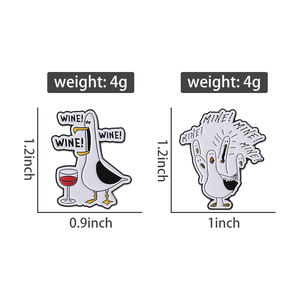 Mine Seagull Wine esmalte Pin dibujos animados divertidos personajes animados agua pájaro Animal broches solapa insignia joyería regalos - Product Image 6