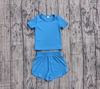 Précommande GSSO3769MZ – Ensemble de yoga pour bébés et jeunes enfants, chemise à manches courtes et short, vêtements violets pour filles, vente en gros
