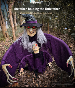 Set de Decoración Luminosa de Halloween para Jardín con Diseño de Bruja de Plástico <span class=keywords><strong>y</strong></span> Tela para Padres e Hijos, Calidad Superior - Product Image 2