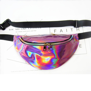 Sac banane holographique étanche couleur bonbon avec logo personnalisé pour femme - Product Image 2