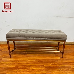 Hiện đại nhung phòng chờ Ottoman Phân băng ghế dự bị ghế vàng thép không gỉ cơ sở Đương Đại ghế sofa băng ghế dự bị phòng khách biệt thự - Product Image 3