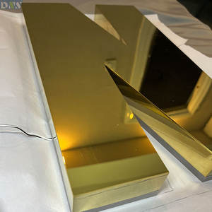 Titanium Gouden Spiegel Gepolijst Roestvrij Staal Led Teken Business Logo Gebouw Bedrijf Decoratief Licht Voor Ziekenhuizen - Product Image 6