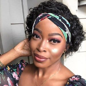 Peluca rizada de pelo humano brasileño, pelo corto con corte Bob <span class=keywords><strong>Pixie</strong></span>, hecha a máquina, 210% de densidad - Product Image 1