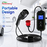 Chargeur EV portable 11 kW 16 A Type 2 400 Vca Triphasé Prise CEE IP65 RCD Courant réglable pour la recharge domestique et en garage en Europe