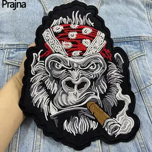 Großer Motorrad-Rücken-Patch Raucheraffe Stickerei-Patches für Kleidung Jackette