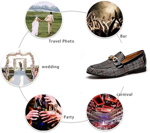 Tela de algodón negro para hombre, patrón a cuadros, Oxford puntiagudos, cadena dorada, decoración, moda, fiesta, Otoño, zapatos de vestir, detalle de charol - Product Image 6