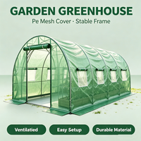 Grande serre tunnel de jardin extérieure avec structure en acier, installation facile, résistante aux UV, revêtement en poudre