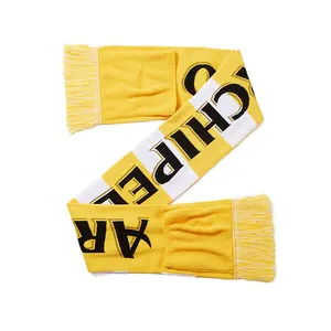 Wholesale sport golf racing team scarf soccer clubs doubl side jacquard knitted football scarf