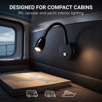Lampe à col de cygne flexible 12v LED RV intérieur Dimmable lampe de lecture de chevet lampe Auto lumière intérieure avec USB