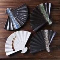 ESTICK Plat de service en céramique sous glaçure, en forme d'éventail, assiette à dîner, passe au lave-vaisselle, assiette à sushi en céramique pour la maison