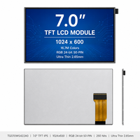 Écran LCD TFT IPS 7 pouces 1024x600 RGB 24 bits 50 broches anti-reflet AG ultra-mince large plage de température -20~70°C pour IHM industriel