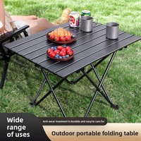 Table de camping pliable portable à roulettes, table de pique-nique d'extérieur, table pliable légère pour le camping, la randonnée, le barbecue, les voyages