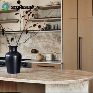 StoneSun lempengan batu granit putih alami Brasil, lempengan kuarsa Taj Mahal UNTUK meja dapur - Product Image 2