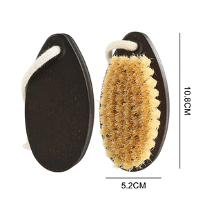 <span class=keywords><strong>Brosse</strong></span> corporelle sèche en bois de hêtre couleur noyer avec logo personnalisé et poils de sanglier pour exfoliation, drainage lymphatique et peau lisse - Product Image 3