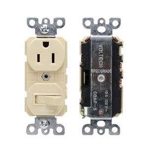 US Electrical ABS duplex prise unipolaire combinaison interrupteur mural à bascule et prise ivoire White120V 10A prise de courant - Product Image 2