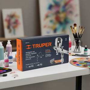 Pistola de Aerografía de Alimentación por Gravedad Truper AERO-35 con Boquilla de 0.3 mm, Presión Ajustable de 30 a 45 PSI, Control de Doble Acción, Cobre - Product Image 2