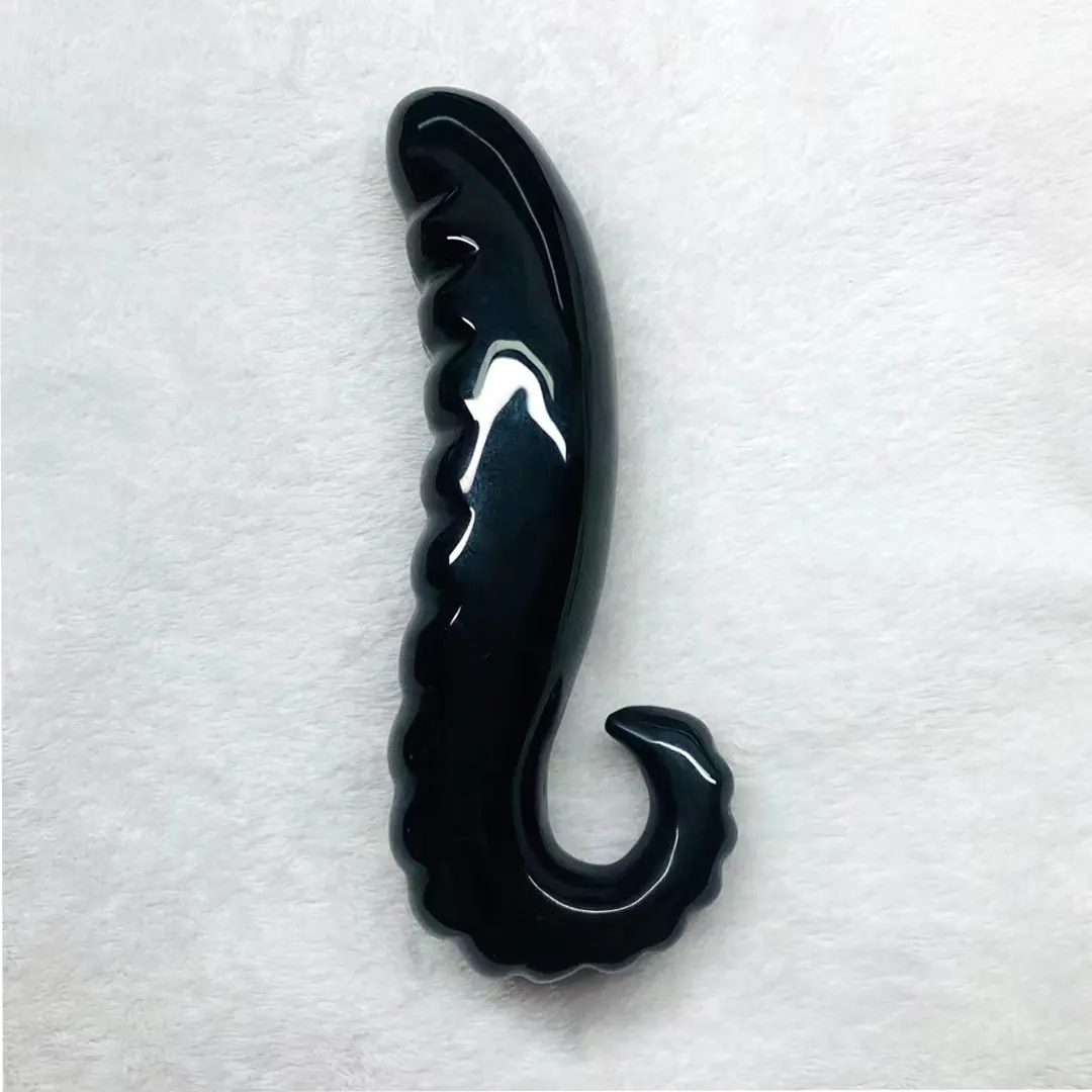 Dildo hitam Obsidian Yoni tongkat pemijat vagina, Dildo hitam Obsidian untuk wanita, Dildo panjang hadiah