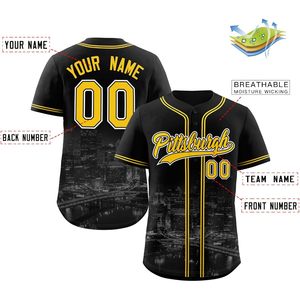 Chemise de sport personnalisable Nom et numéro personnalisés City Night Skyline Jersey Hommes Femmes Youth Baseball Clothing - Product Image 2