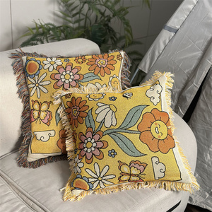 Tùy chỉnh tấm thảm dệt 45*45cm sofa <span class=keywords><strong>Cushion</strong></span> Cover Jacquard gối với 5cm rìa - Product Image 6