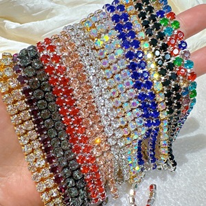Chaîne En Strass Cristal Avec Motifs Fleur Et Feuille - 1 Yard / 90 Cm - Garniture Bling-bling Pour Vêtements, Mariage, Décoration - Strass En Verre Résistant