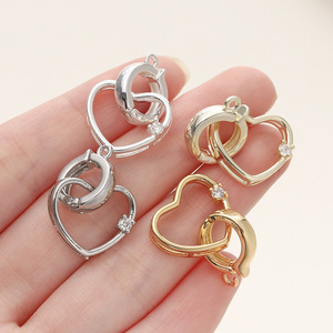 Heart Shape Jewelry Clasp 18k Gold Plated <b>Copper</b> For <b>Bracelet</b> Making DIY Accessories GA0608 - Product Image 3