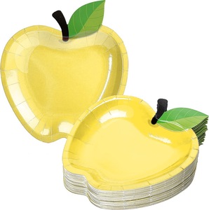 DAMAI Golden Apple Shaped Disposable Paper <b>Plates</b> for Parties Supplies Back to School Season Children's Birthday <b>Decorations</b> - Product Image 2