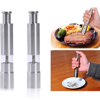 Moulin à épices en acier inoxydable personnalisé avec bouton poussoir, mini moulin à poivre et à sel pour la maison, cuisine BBQ