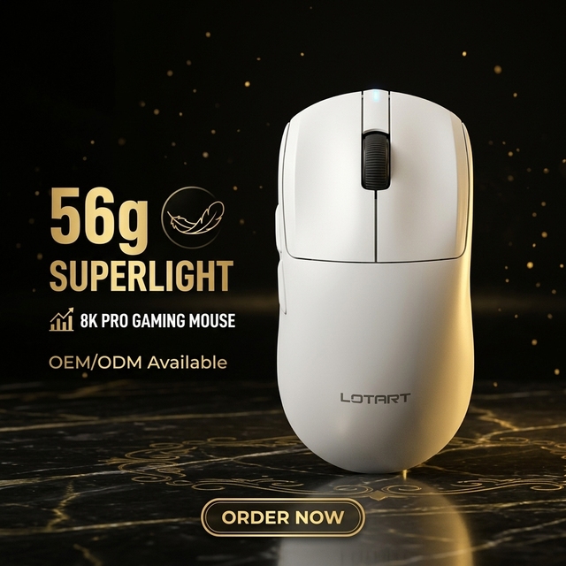 OEM ODM 56g PAW3395 Sensor 8K Polling Rate Tri-mode 2.4G BT Dragon Bone Structure Ultra-lightweight 5 Buttons Gaming Mouse