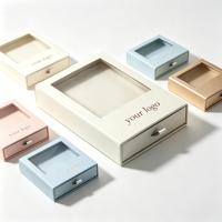 Boîte à papier coulissante personnalisée avec gaufrage, insert en mousse recyclable, boîte cadeau de luxe pour bijoux avec fenêtre transparente