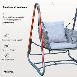 Moda moderna doppio PE Rattan esterno portico terrazza sedia a dondolo in Rattan con schienale in Rattan balcone appeso altalene - Product Image 3