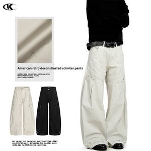 <span class=keywords><strong>Pantalon</strong></span> décontracté à jambes larges 11KN, neutre, de haute qualité, design rétro et simple, amincissant, multi-poches, <span class=keywords><strong>pantalon</strong></span> cargo ample - Product Image 3