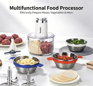 Picadora de Carne Eléctrica Eficiente con 3 Recipientes, Separación de Carne Cruda y Cocida, Ideal para Cortar, Mezclar Masa, Ayudante de Cocina - Product Image 5