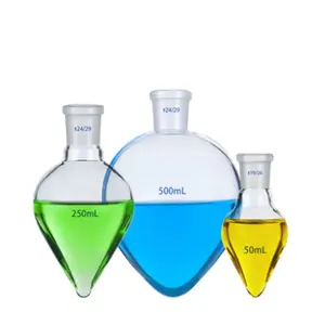 Customized Borosilicate Glass Single Neck Pear Shape Flask for Rotary evaporation